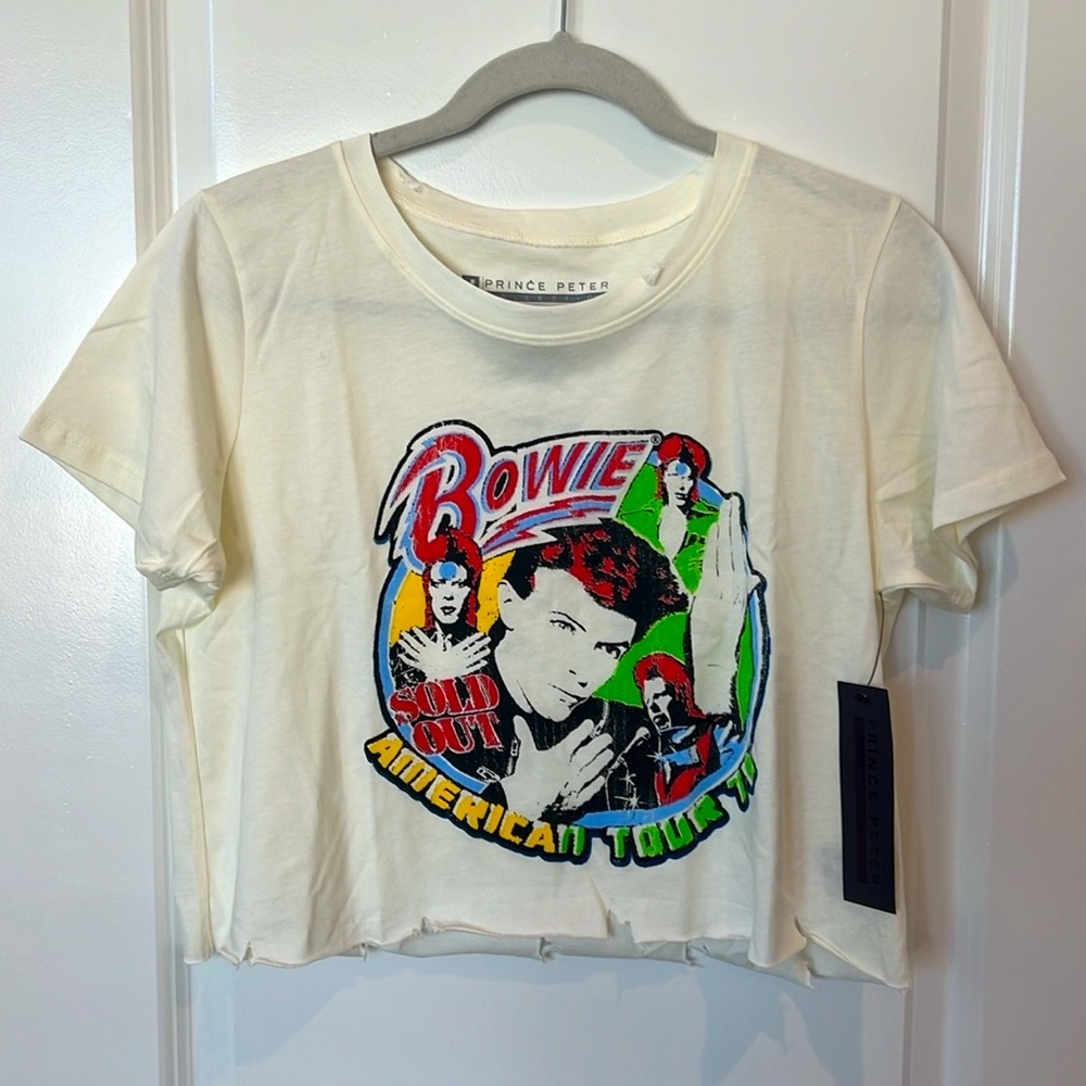 nwt PRINCE PETER Faces To Bowie Crop-Top Tee